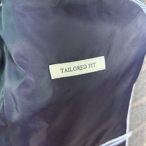 Jos A Bank sportcoat men's 38 R Scottish plaid linen‎ wool gray Tailored brrr - Picture 13 of 14